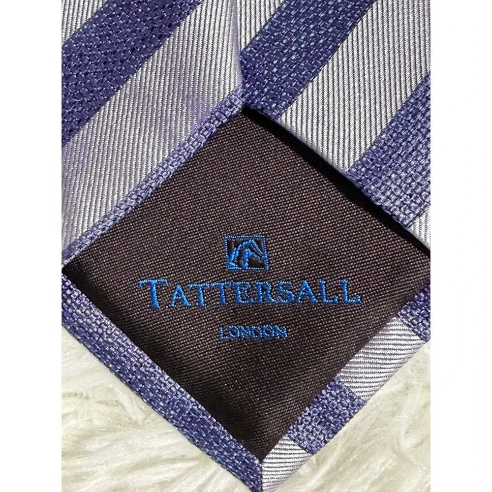 Tattersall Necktie Purple OS Mens Striped Silk Business Professional